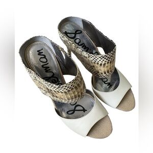 Sam Edelman Scotti Snakeskin Leather Mule Heels Size 8.5 Career office workwear